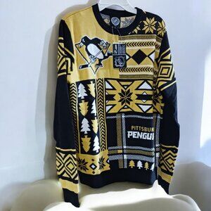 Official NHL Pittsburgh Penguins  Winter Patches Acrylic Knit Sweater Size M